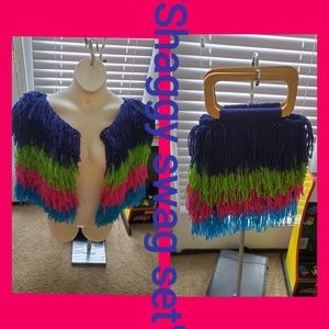 Shaggy vest and bag set